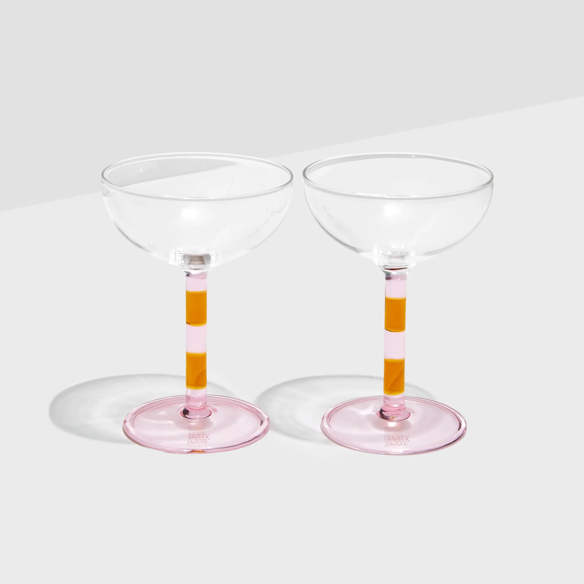 Two X Striped Coupe Glasses