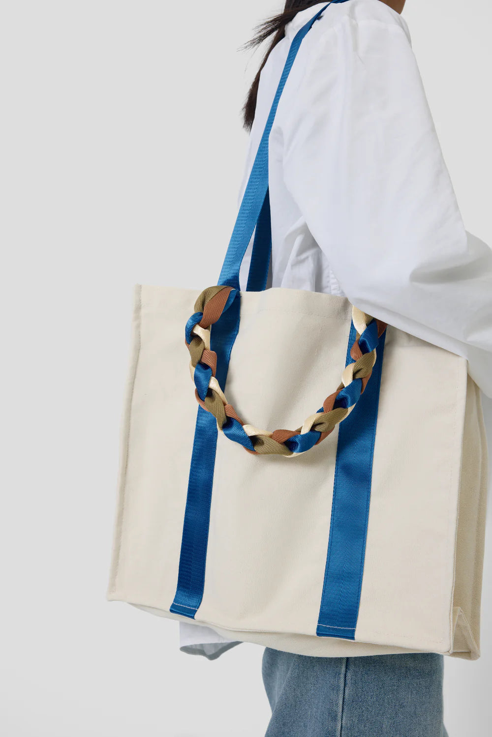 PICNIC BAG/ CREAM + BLUE + BROWN