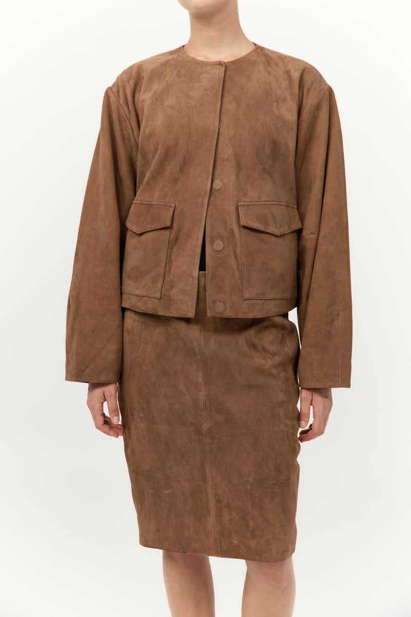Suede Utility Cocoon Bomber