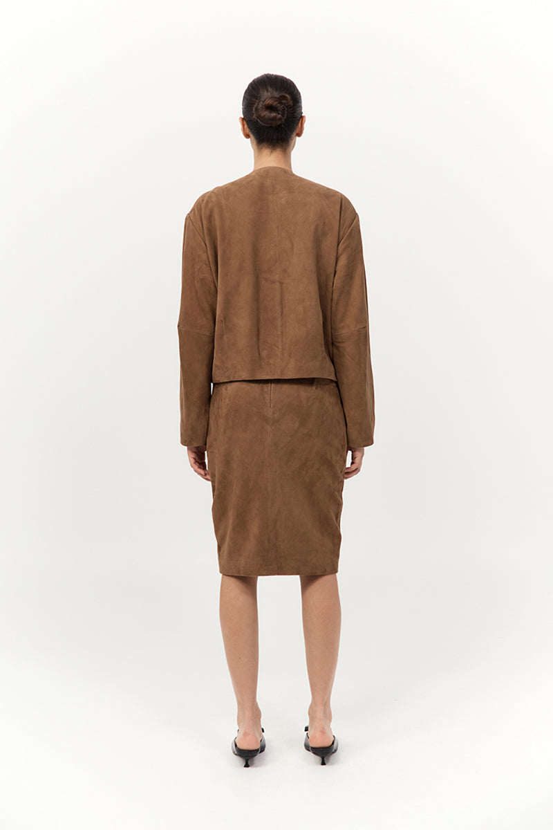 Suede Utility Cocoon Bomber