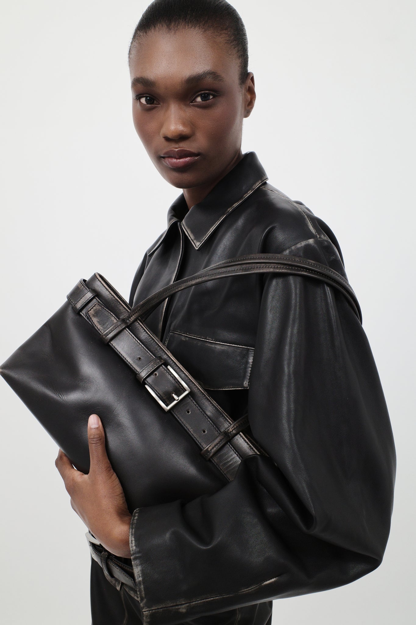 Brushed Belt Detail Baguette