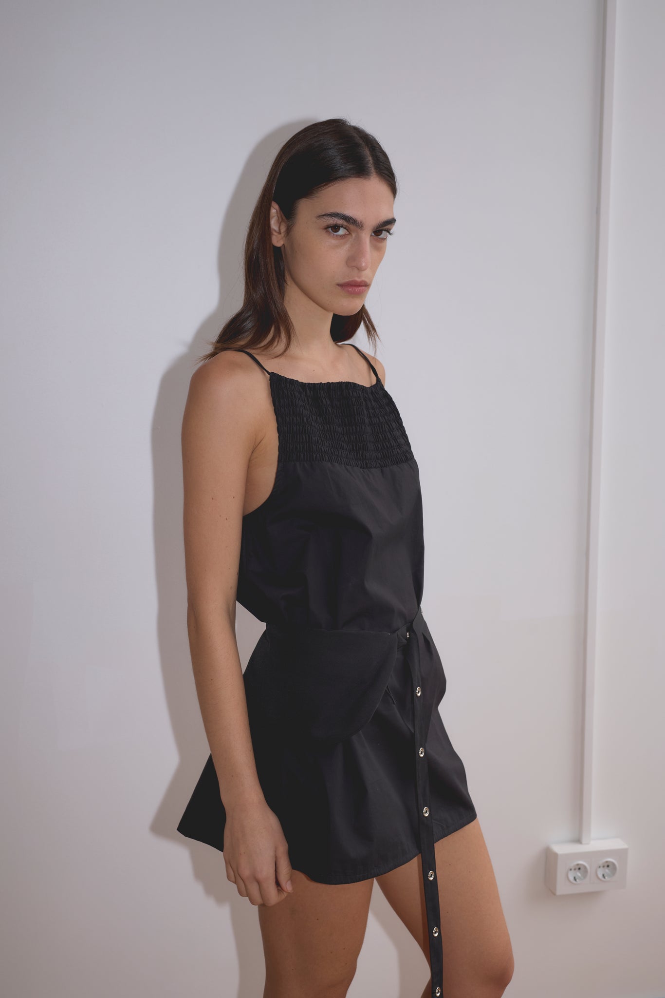 Shirring Mini Dress