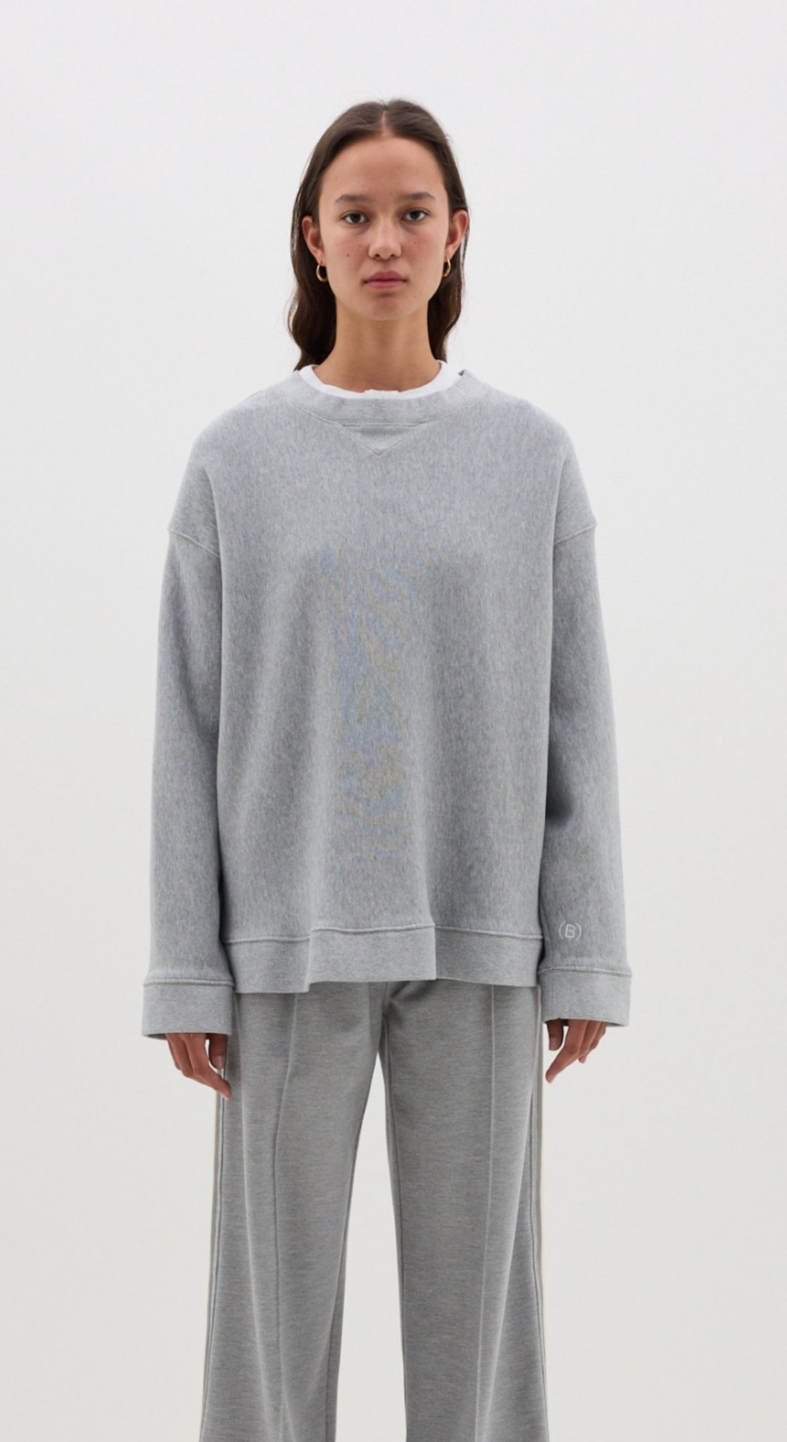 fleece split hem crew sweat