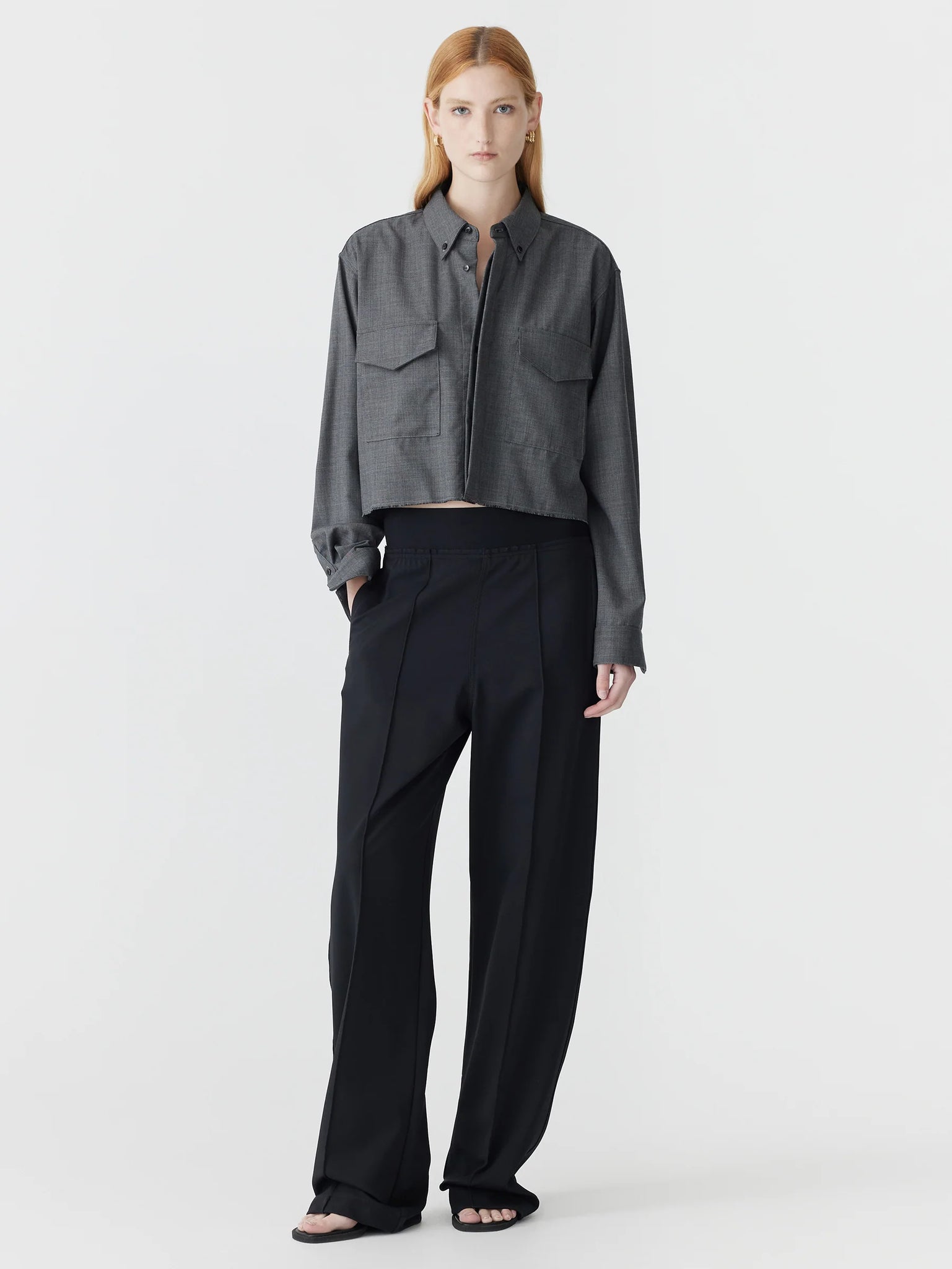 elastic detail twill pant