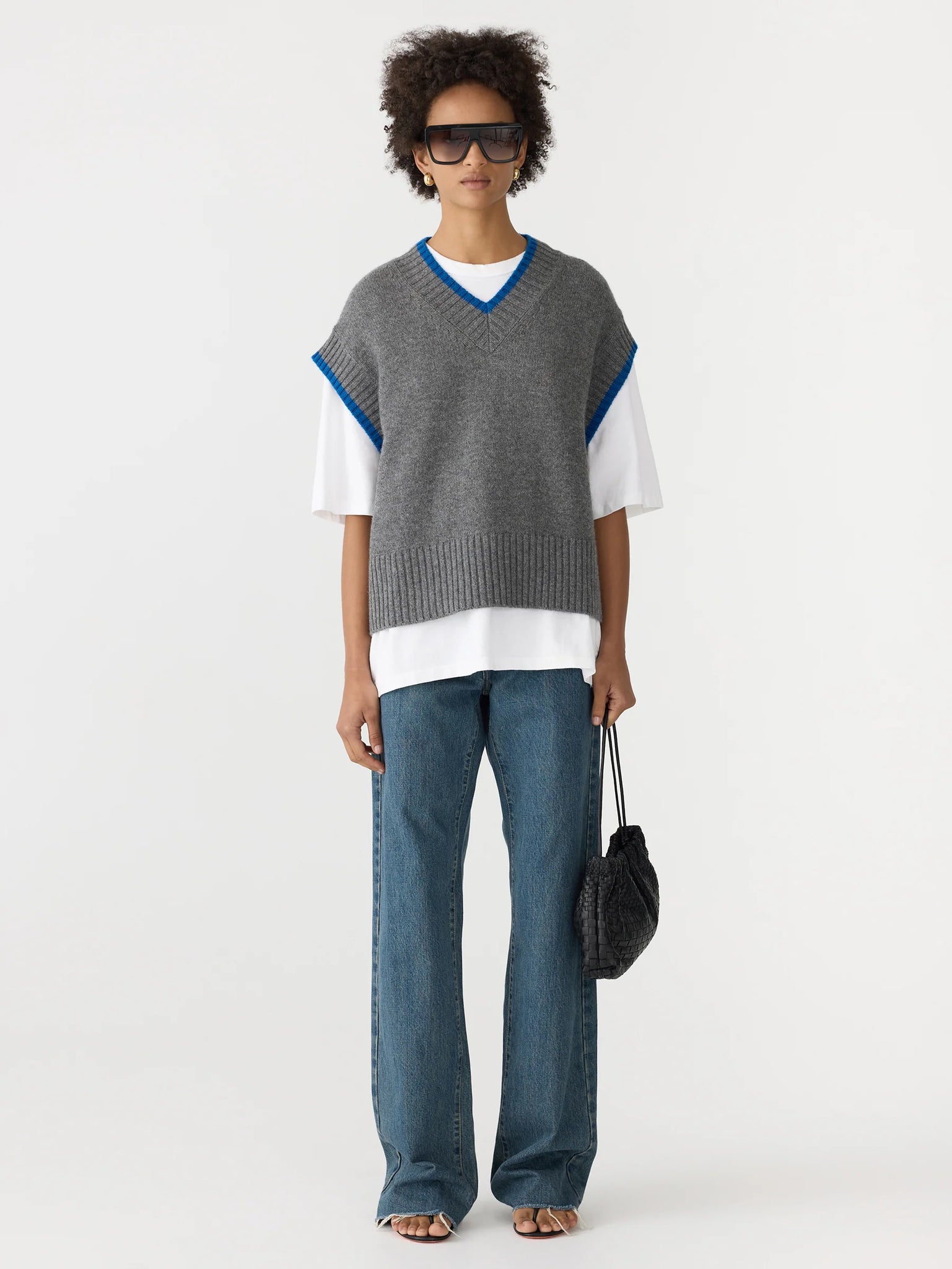 contrast stripe knitted vest