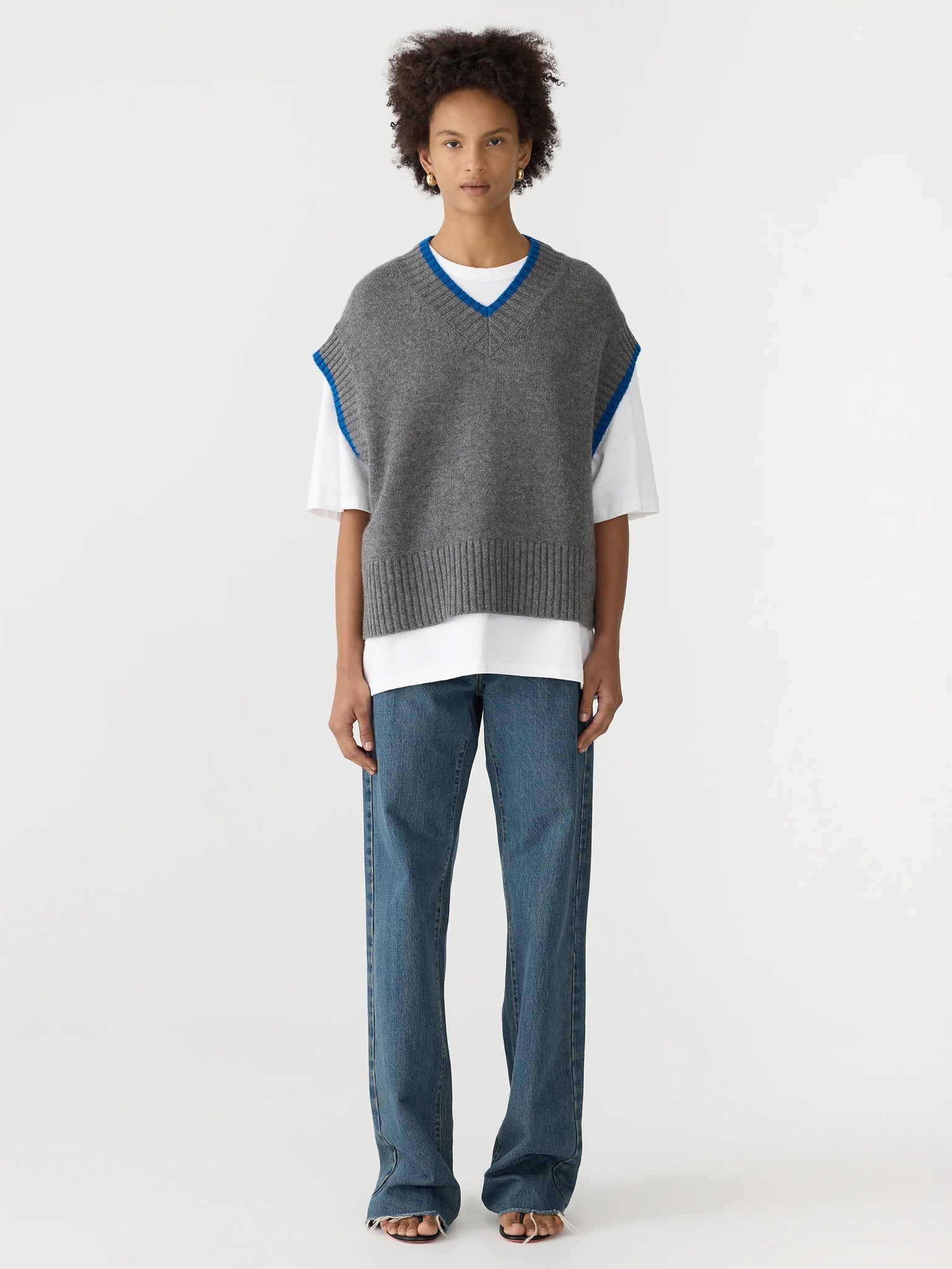 contrast stripe knitted vest