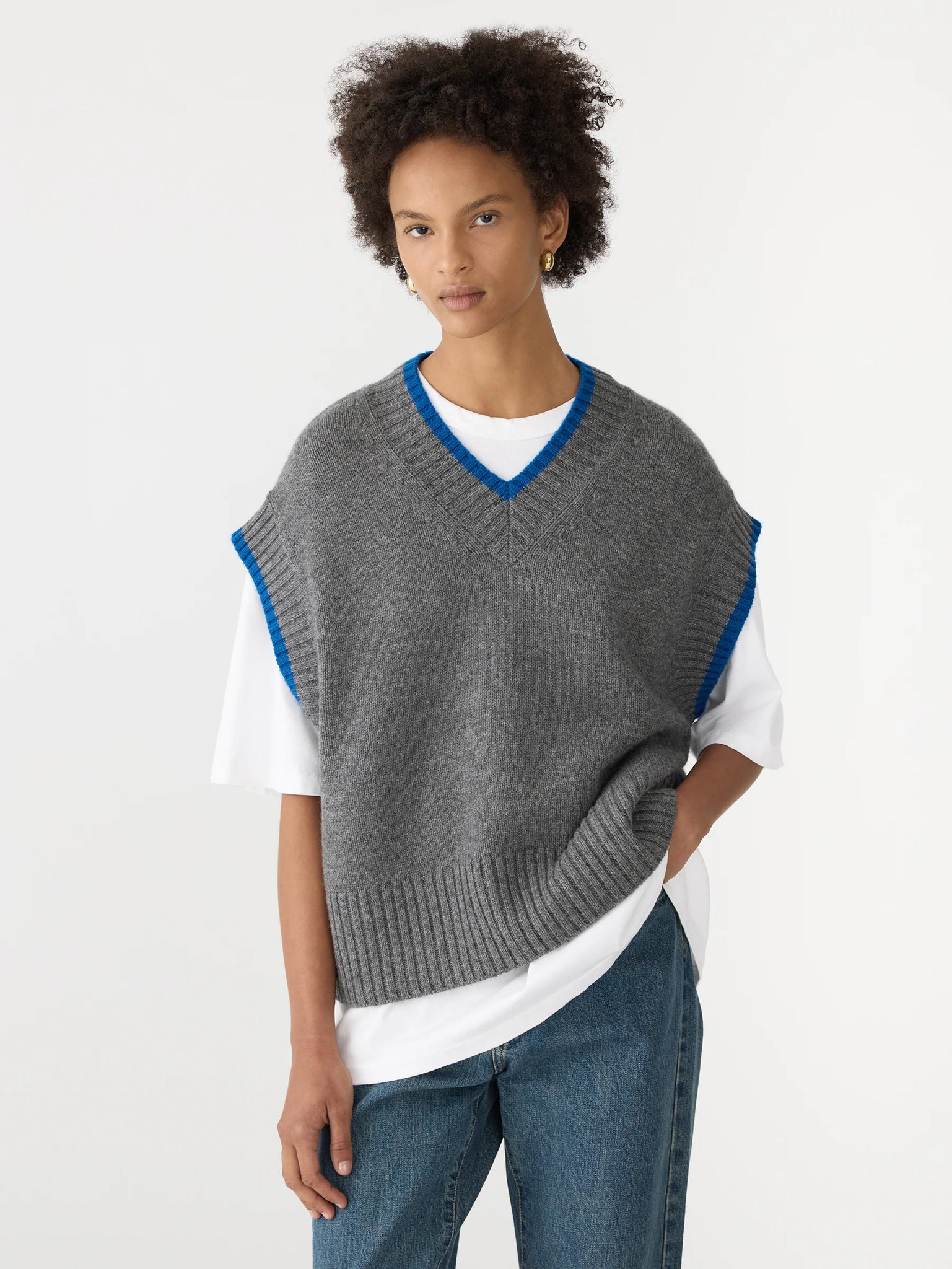contrast stripe knitted vest