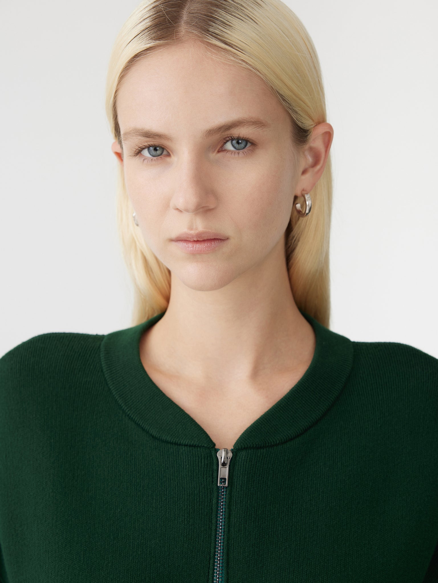 cropped knitted zip through