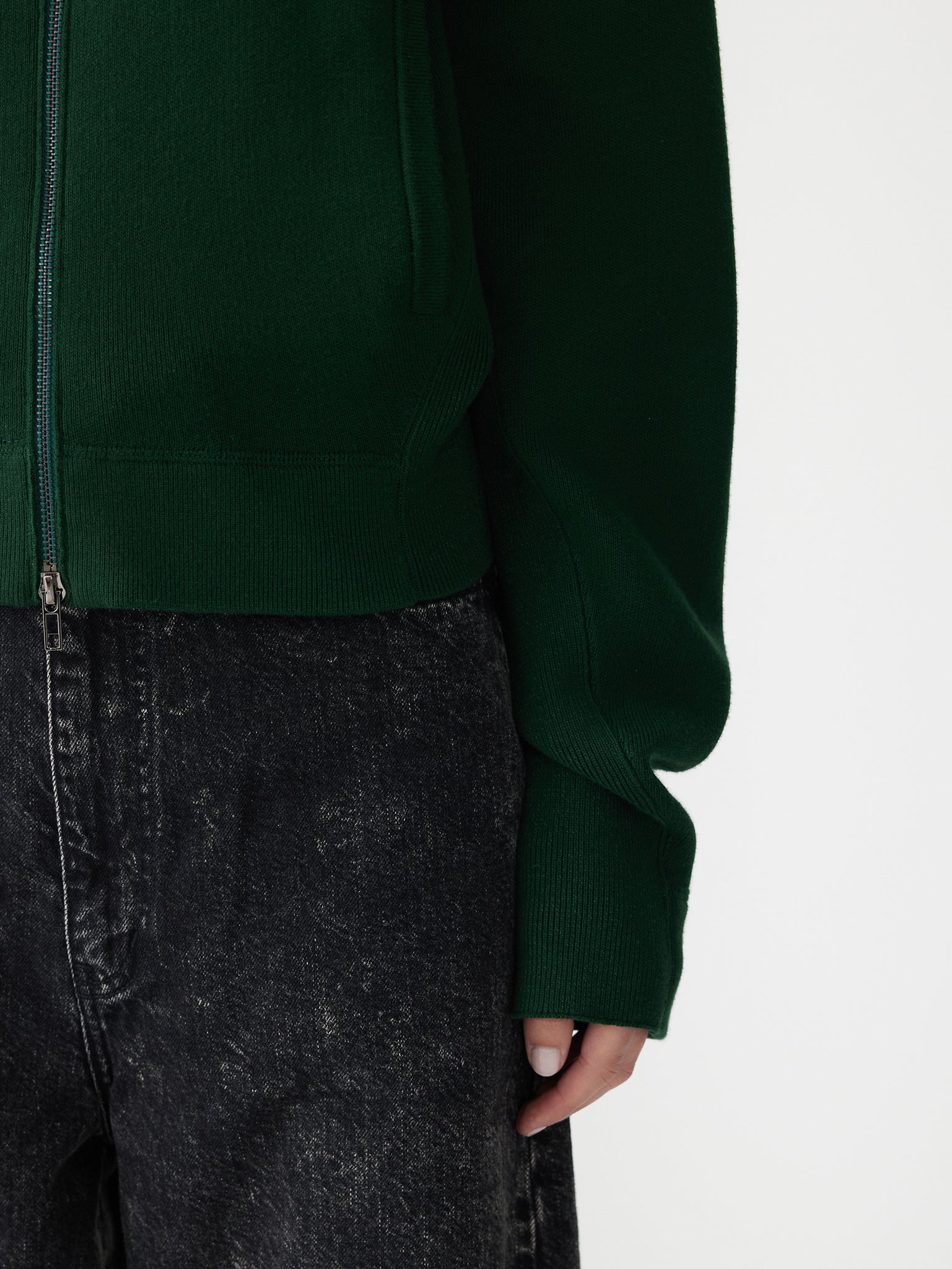 cropped knitted zip through