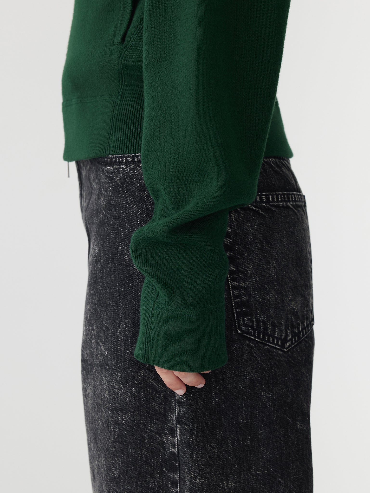 cropped knitted zip through