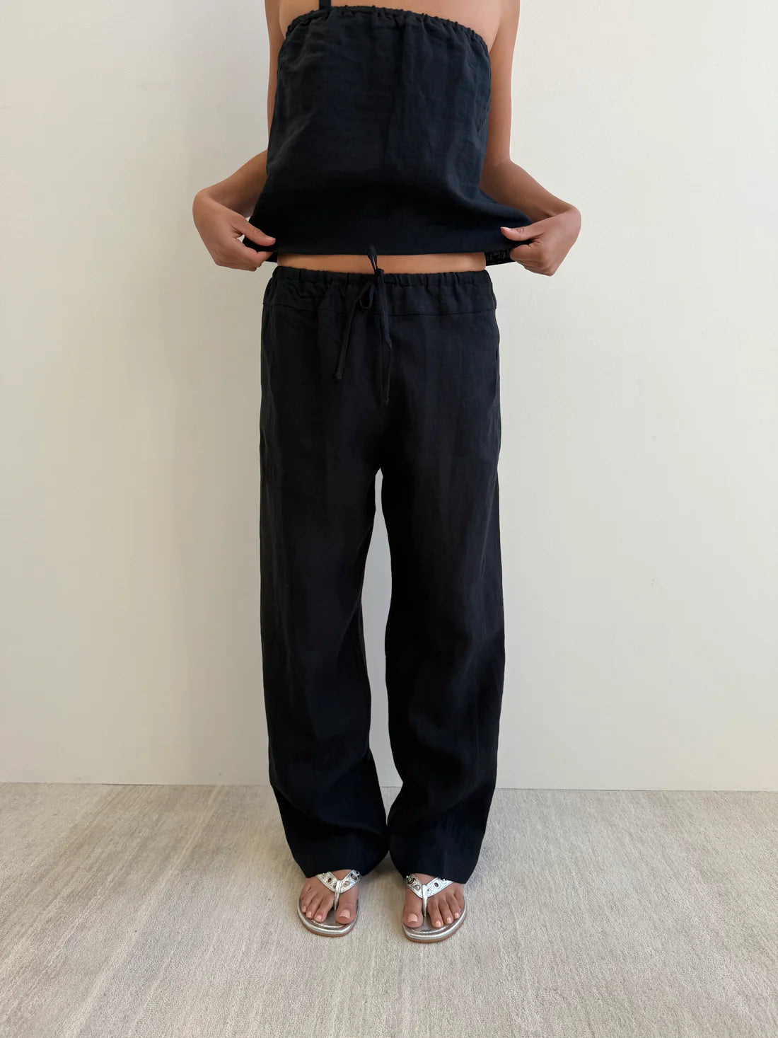 Double Waist Linen Pant