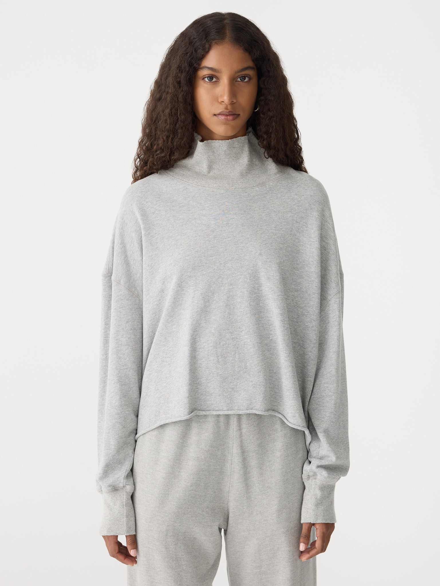 drapey terry raw edge sweat