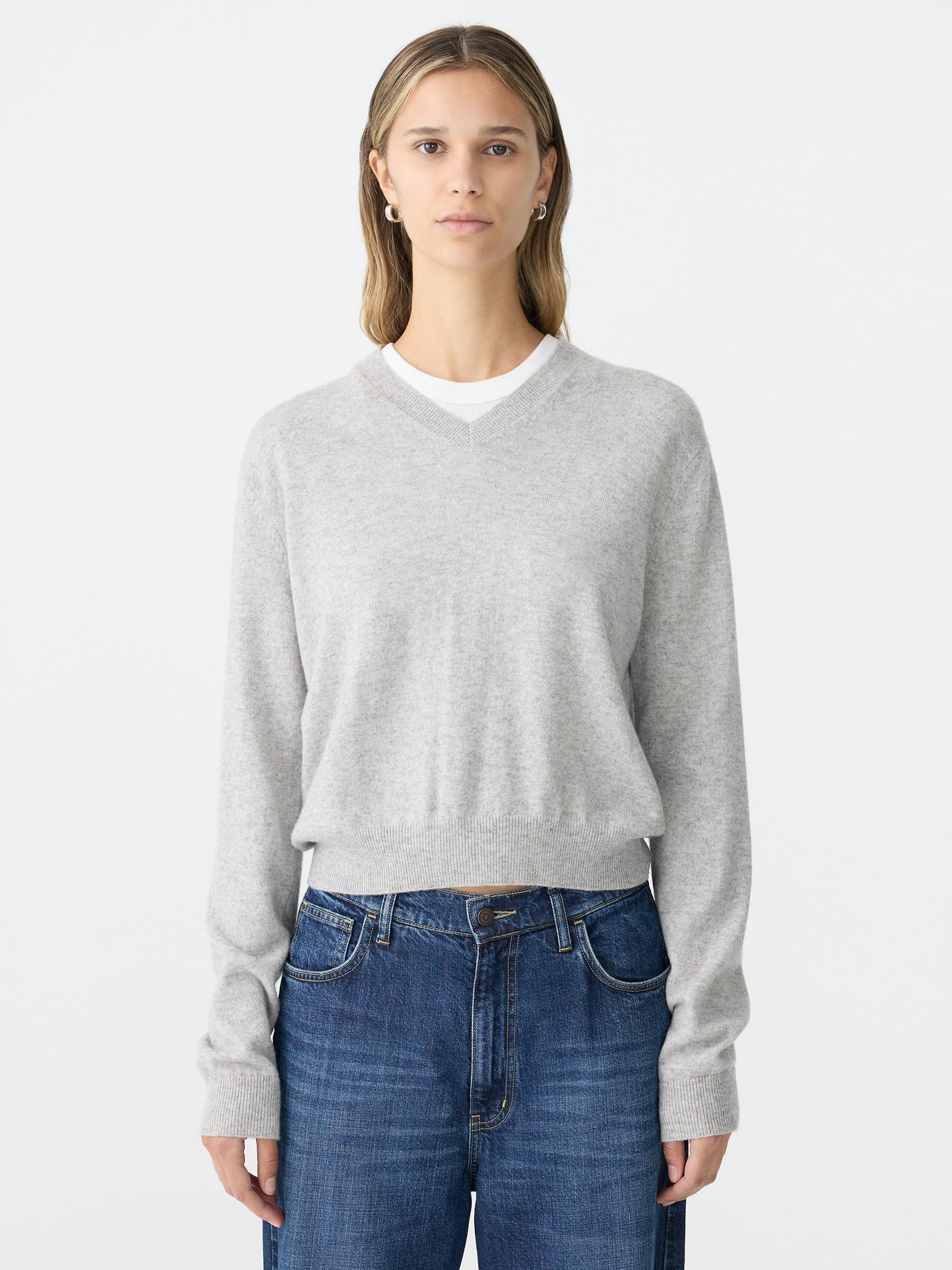 wool cashmere v neck knit