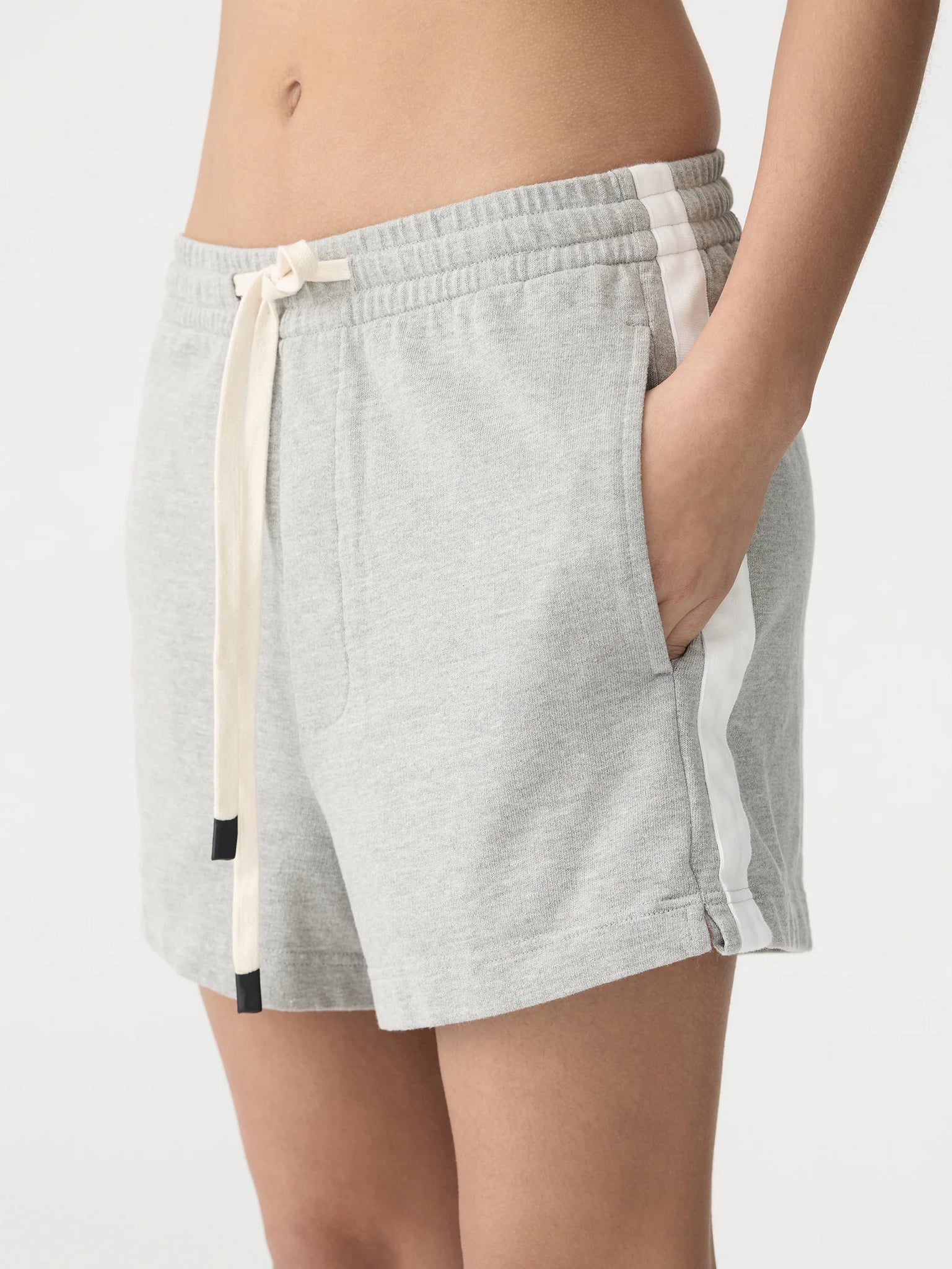 french terry side stripe short