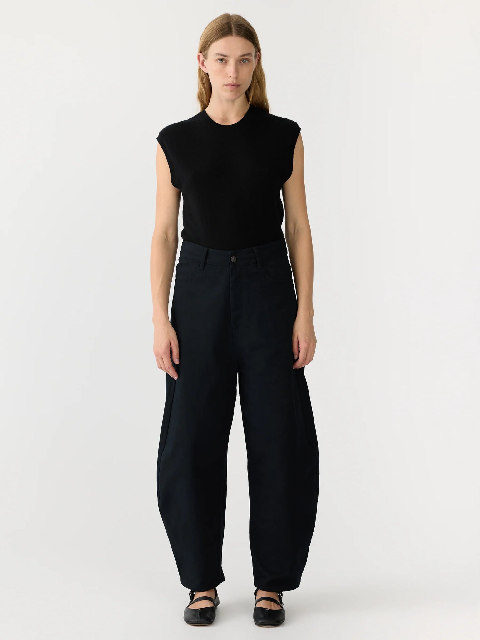 cotton twill barrel leg pant