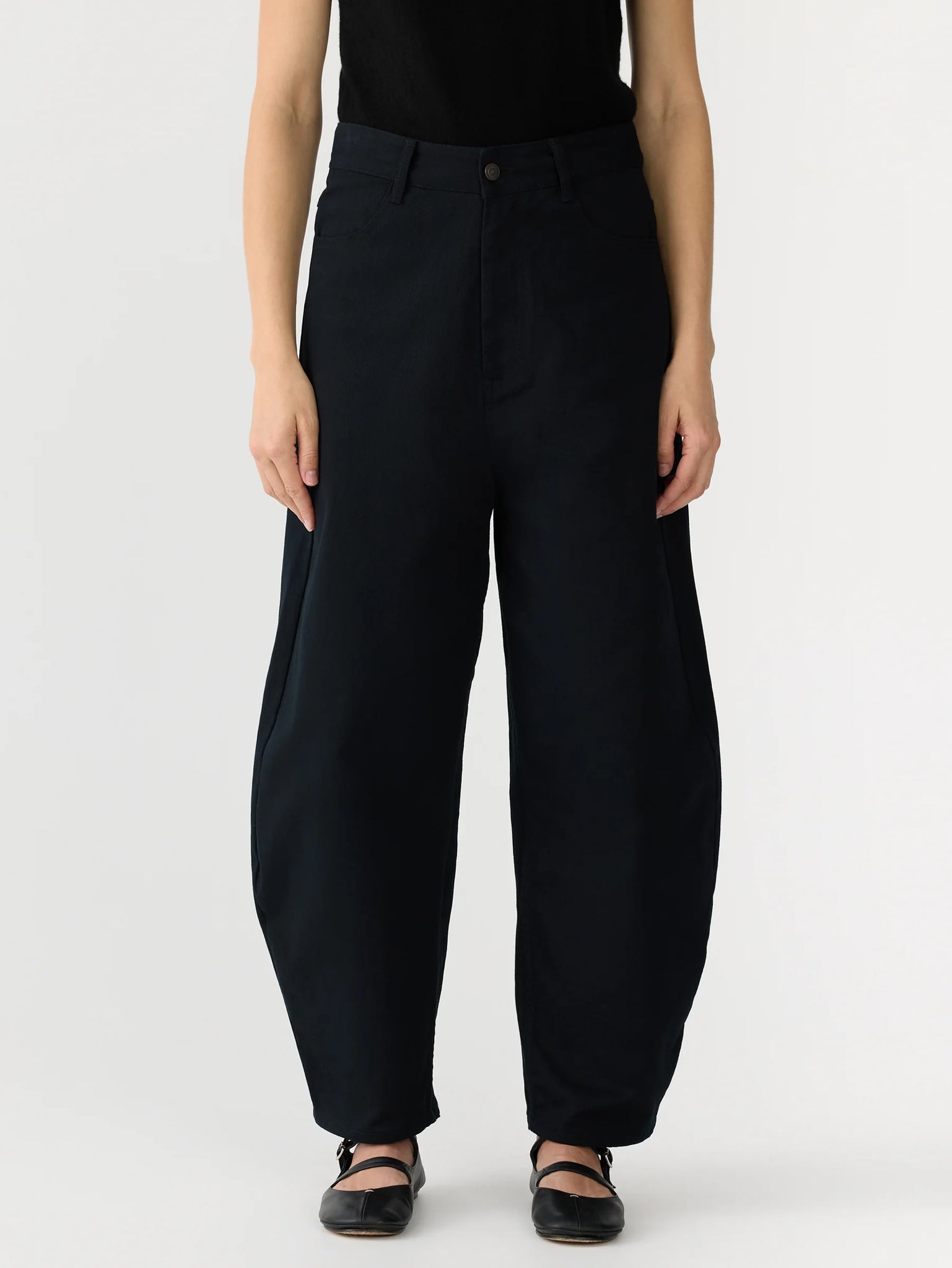 cotton twill barrel leg pant