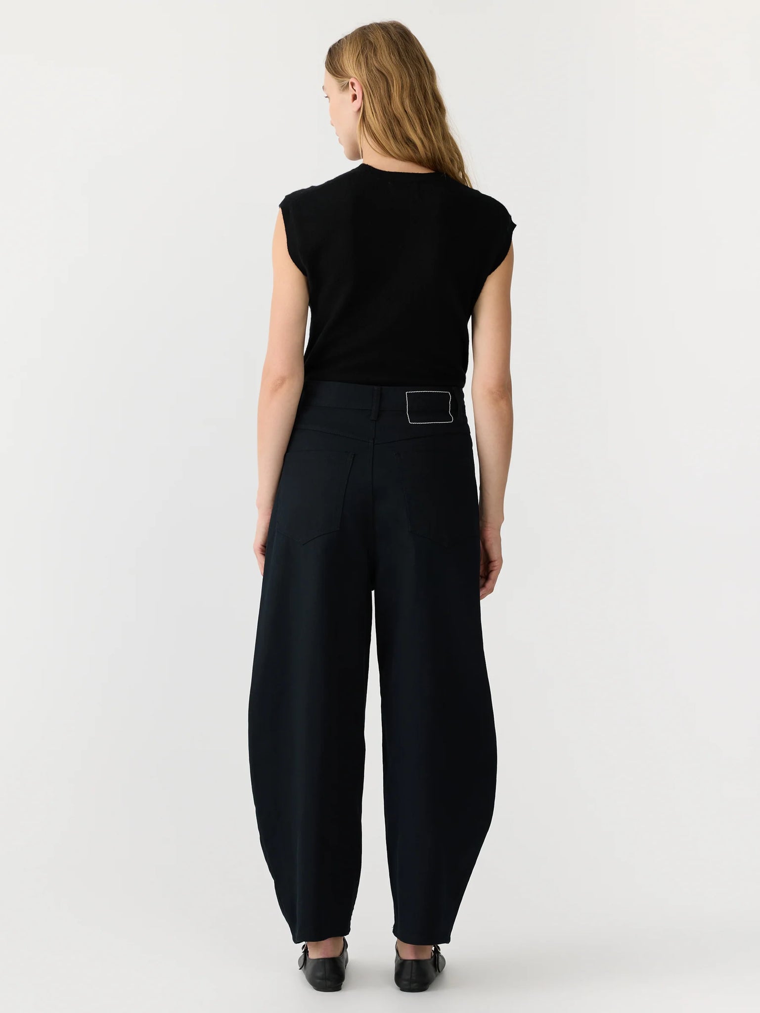 cotton twill barrel leg pant