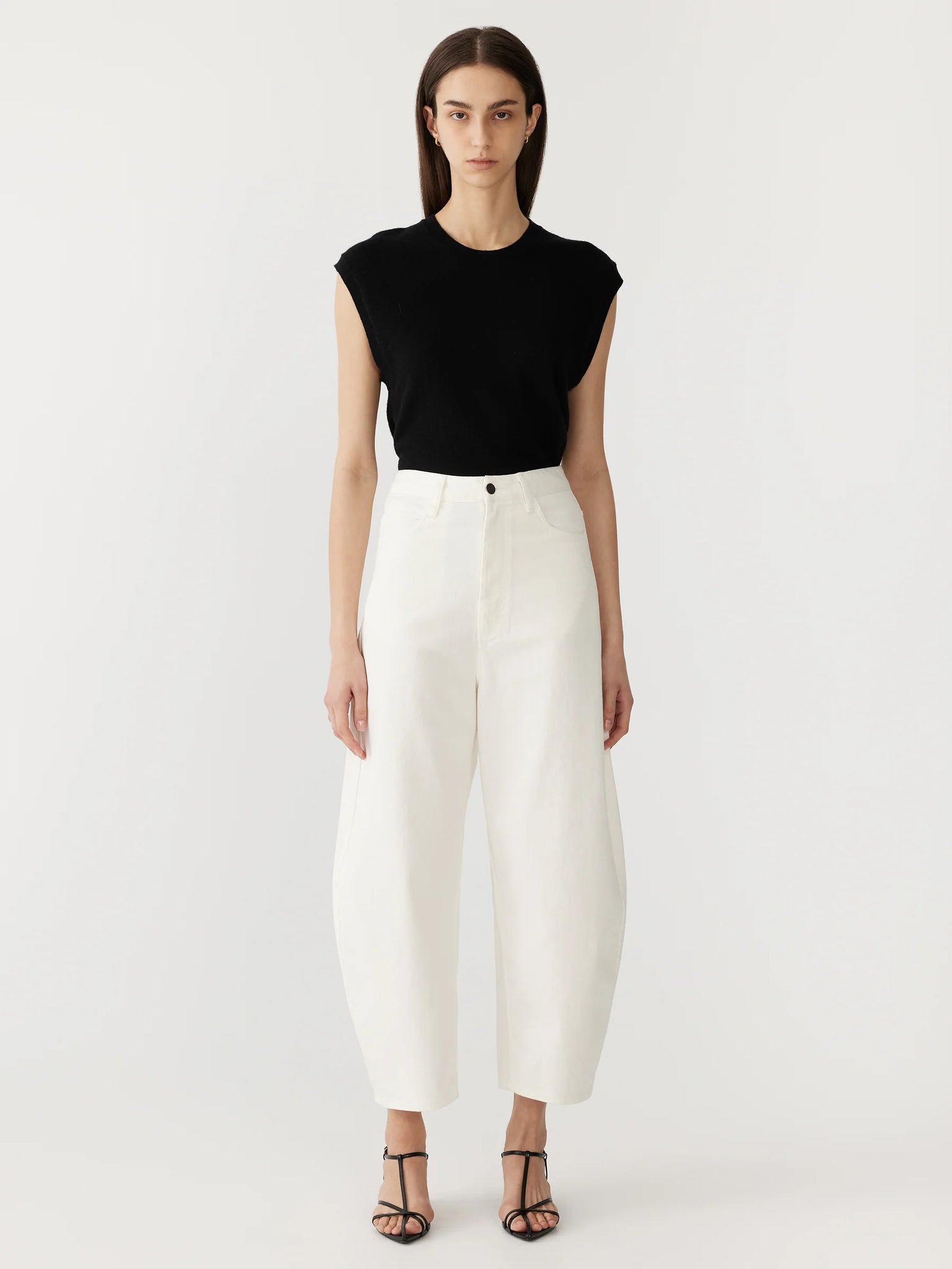 cotton twill barrel leg pant