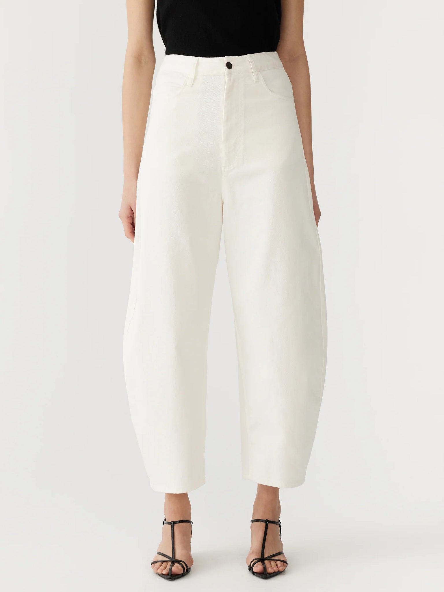 cotton twill barrel leg pant