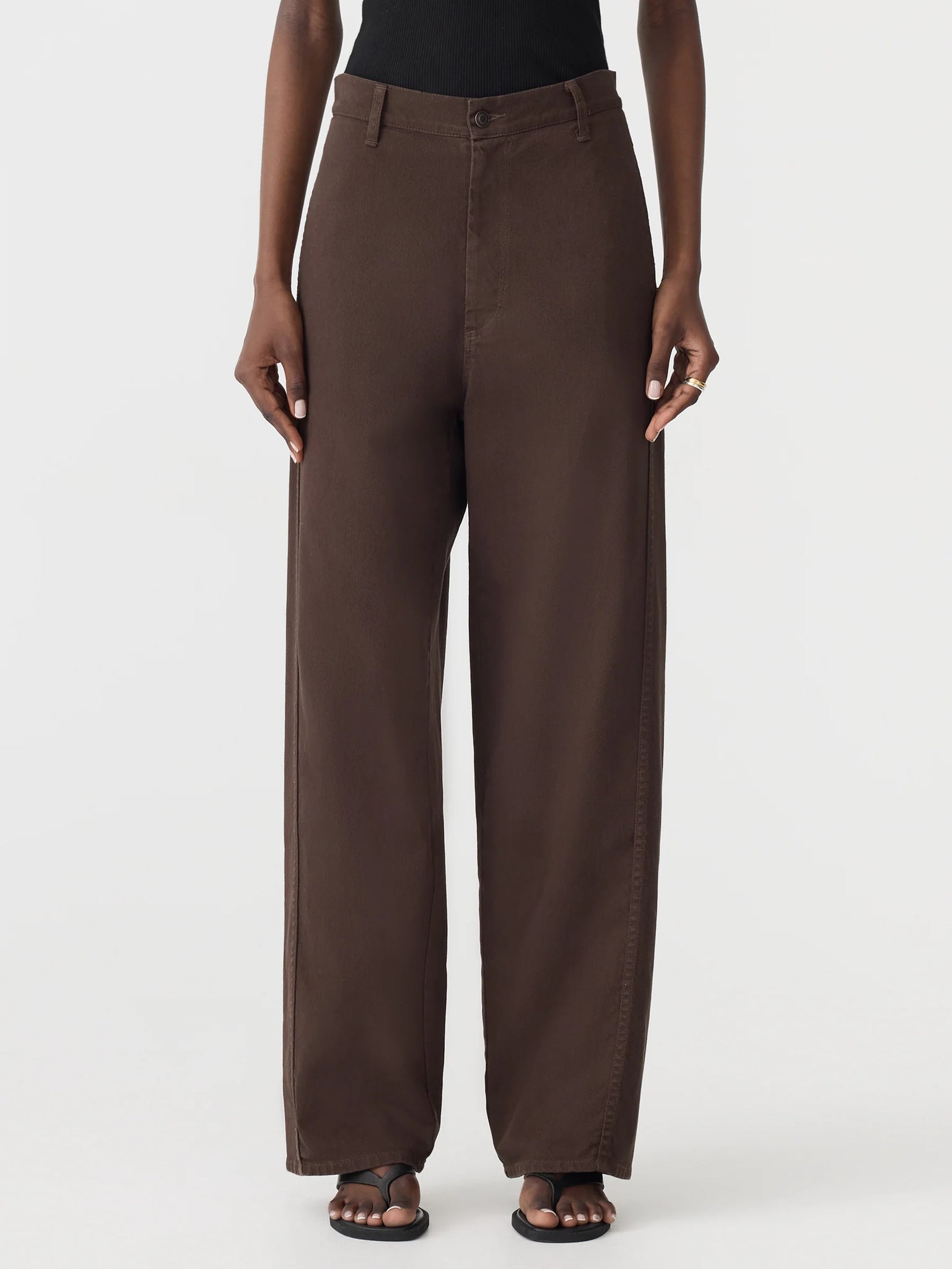 cotton twill wide leg pant