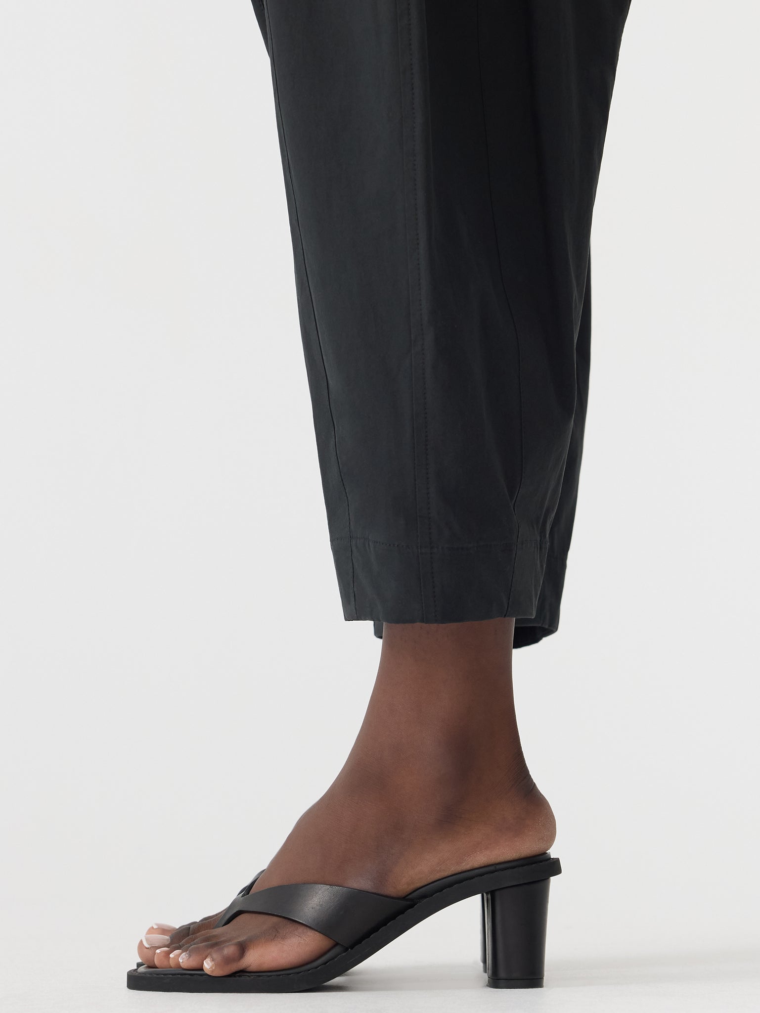 crushed cotton darted hem pant