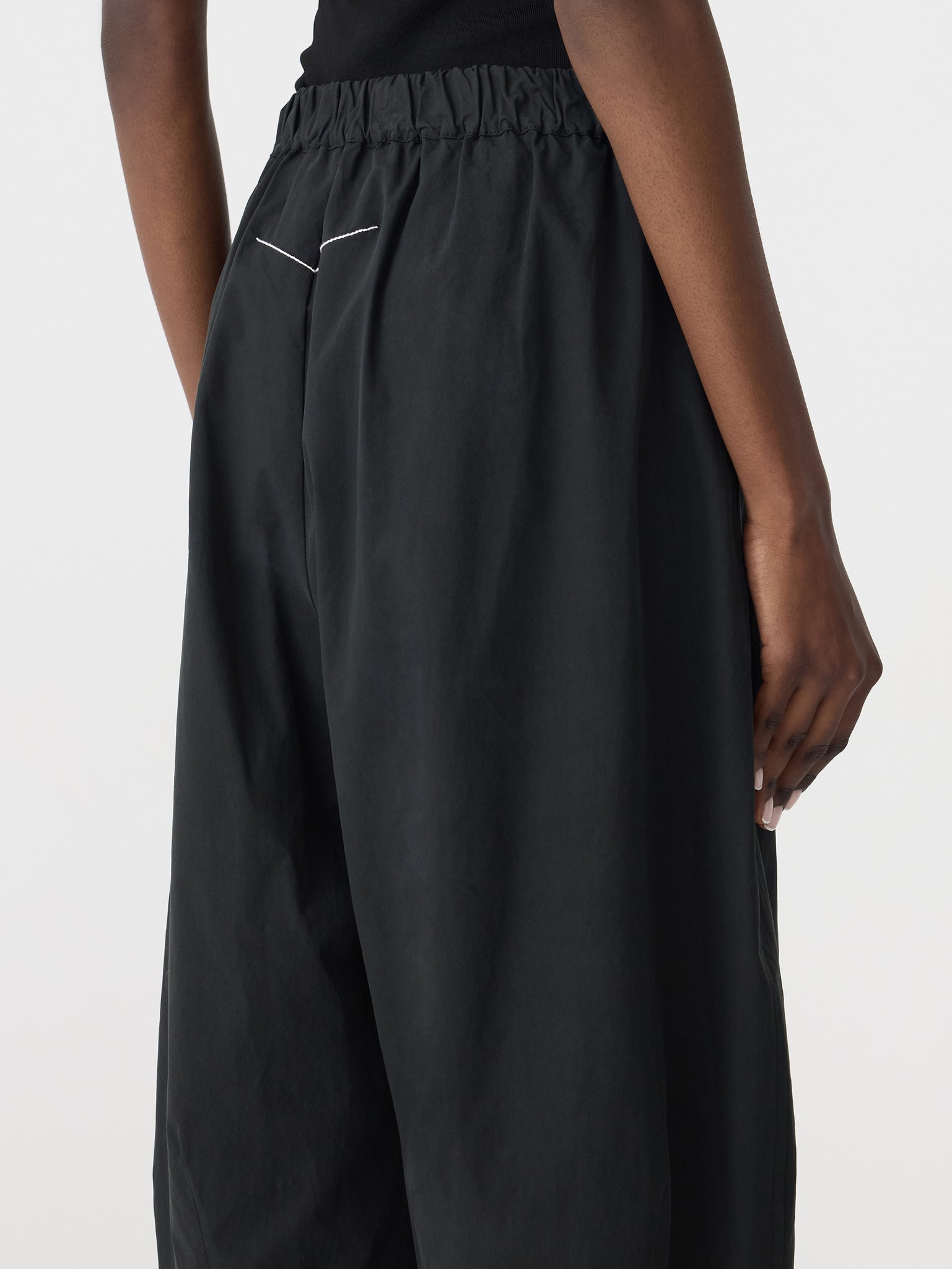 crushed cotton darted hem pant