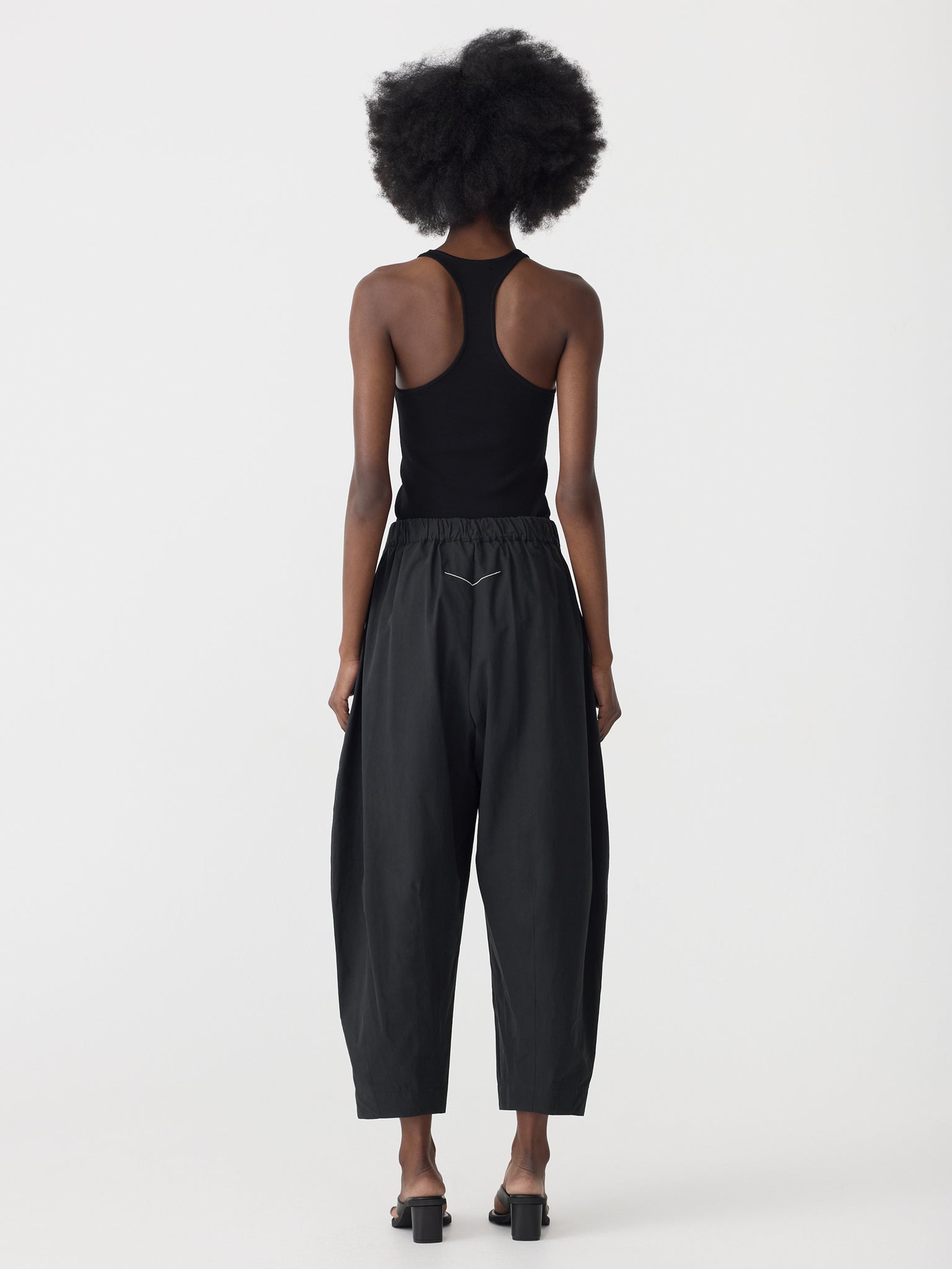 crushed cotton darted hem pant