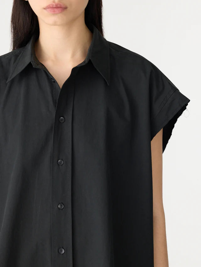 crushed cotton scoop hem shirt