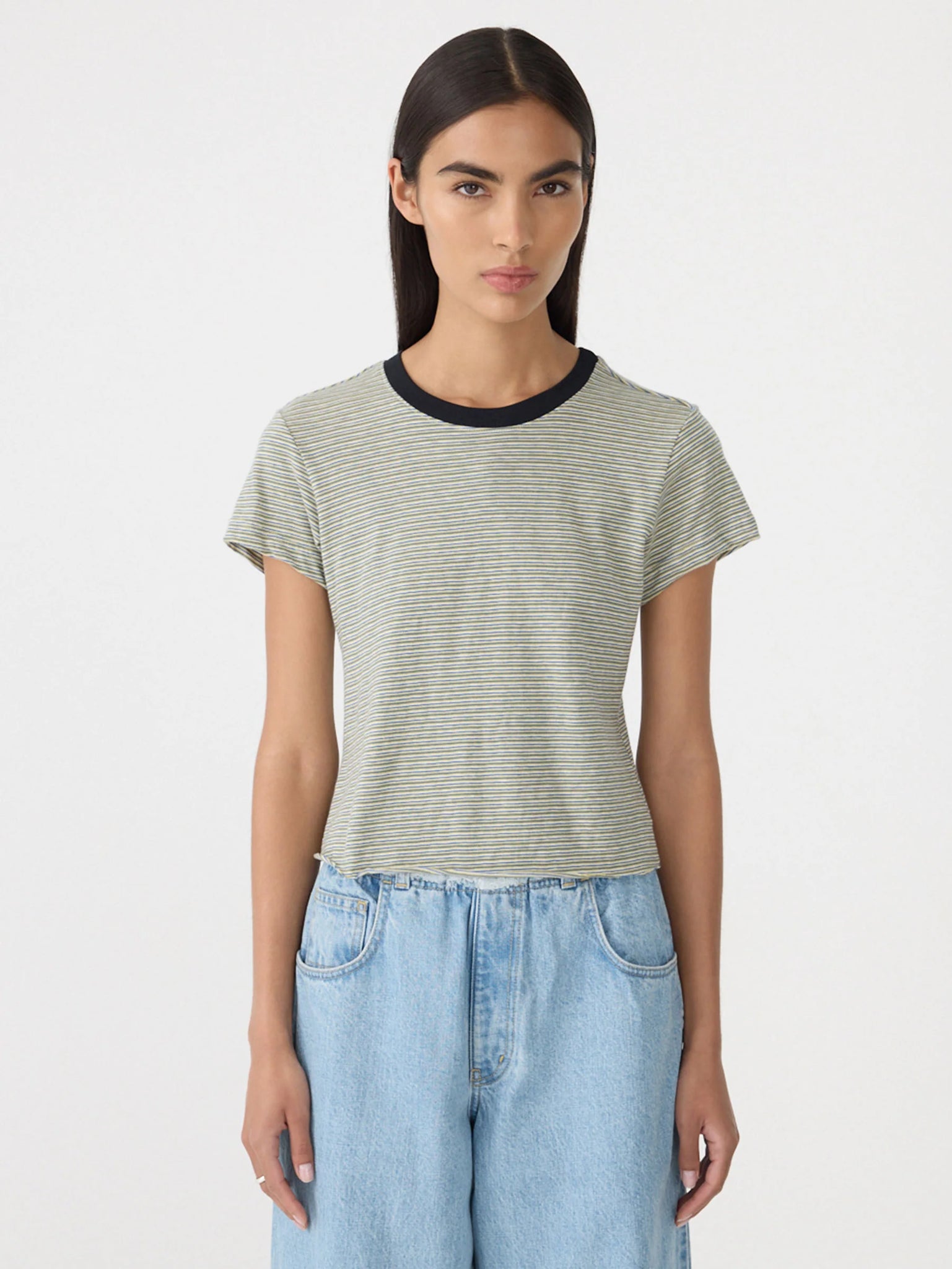 stripe raw edge baby t.shirt