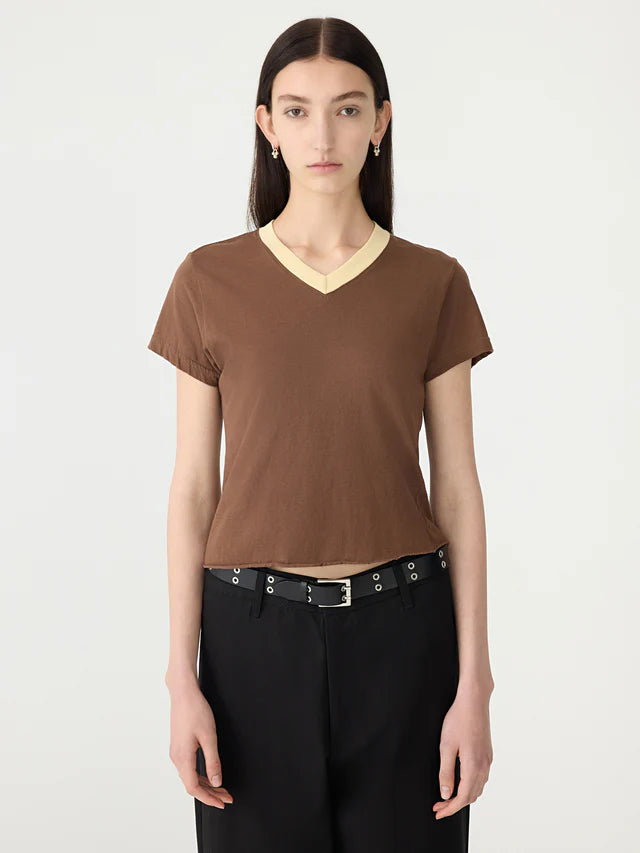 v neck raw edge baby t.shirt