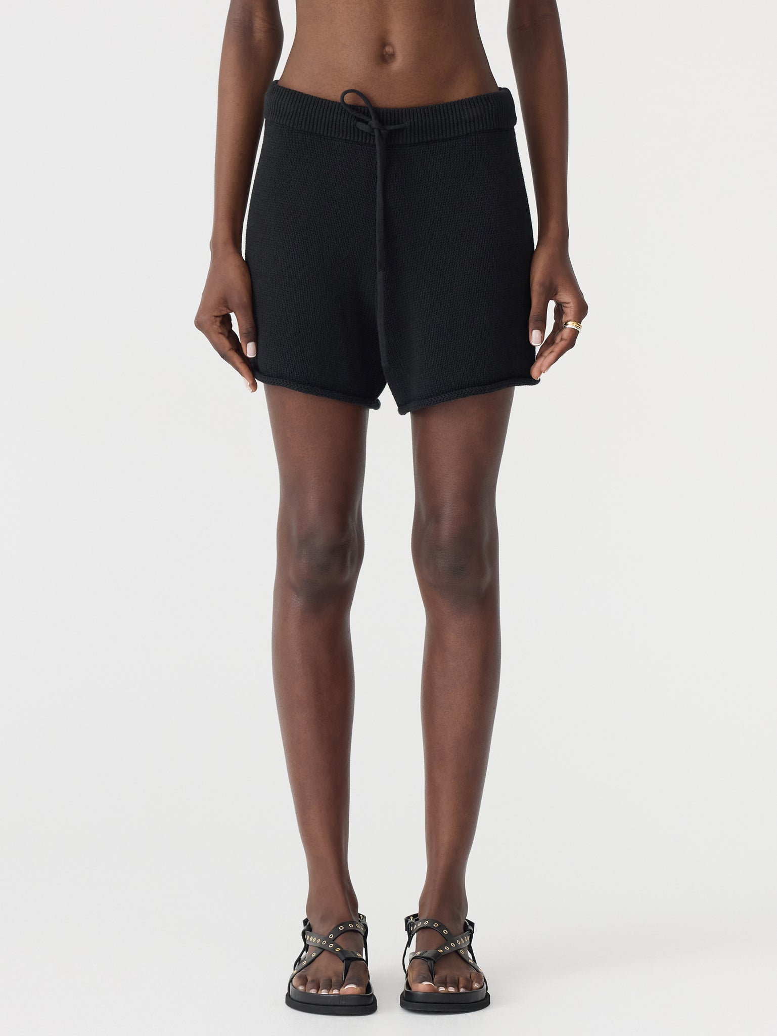 cotton linen knitted shorts