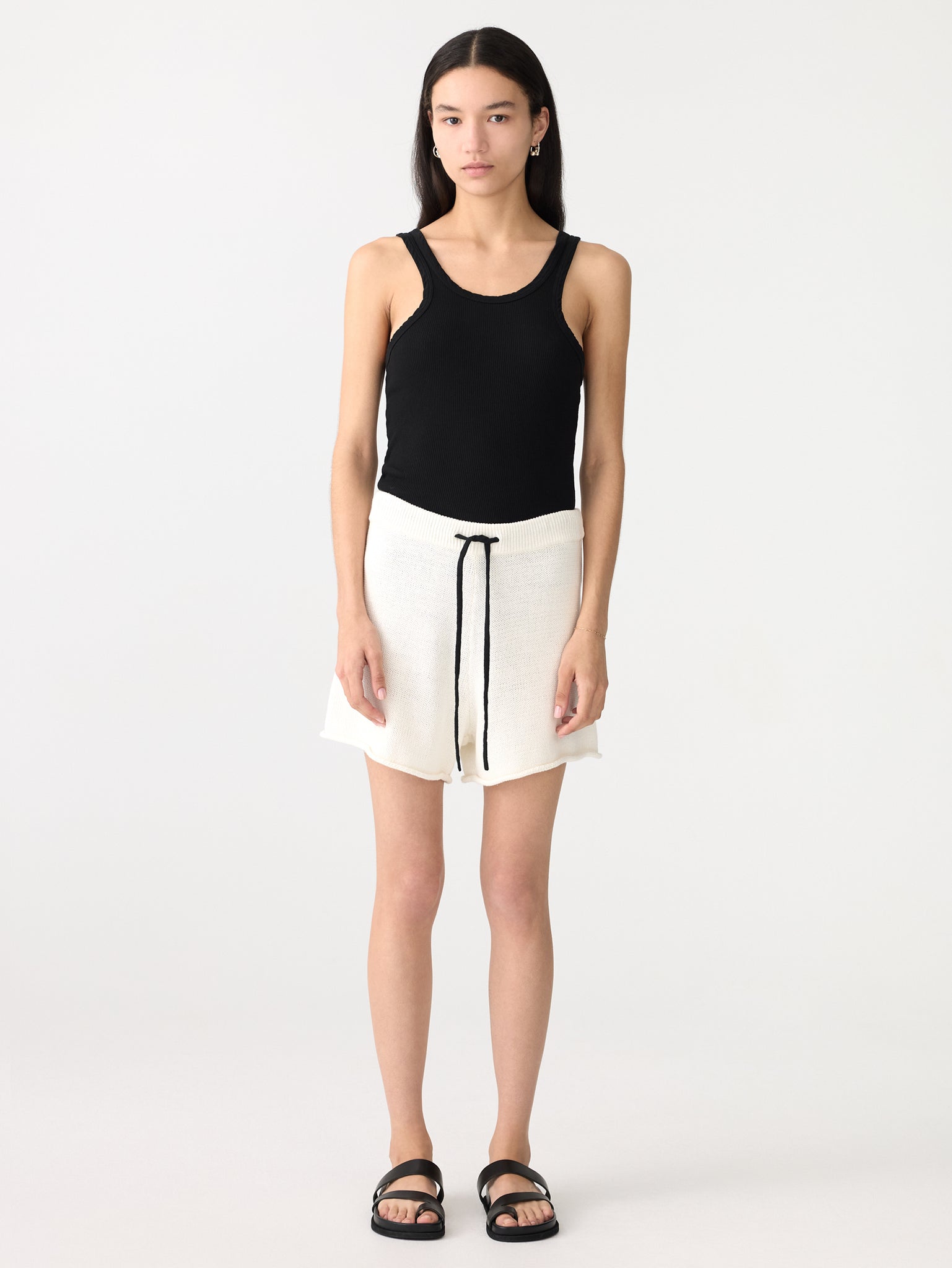 cotton linen knitted shorts