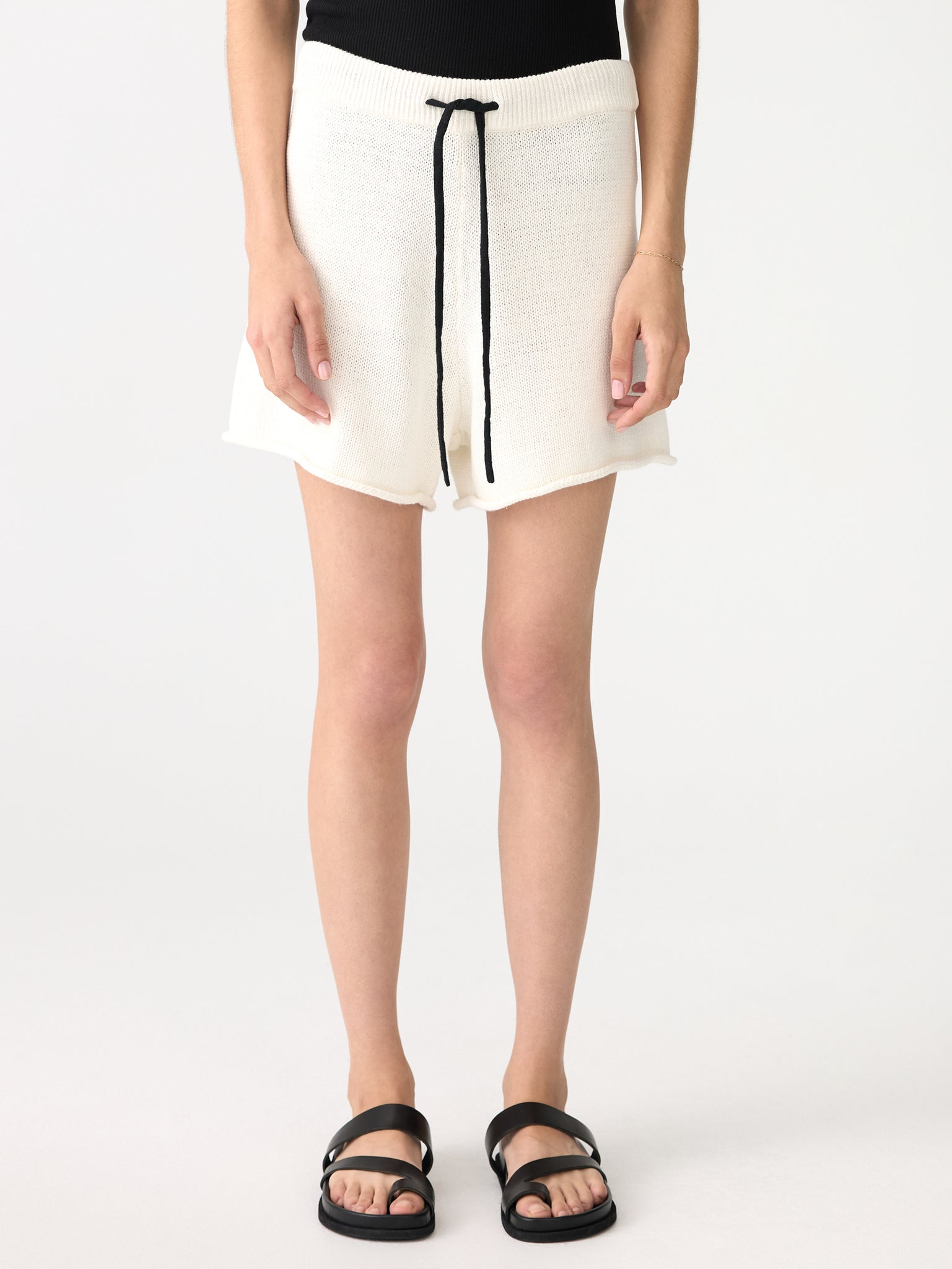 cotton linen knitted shorts