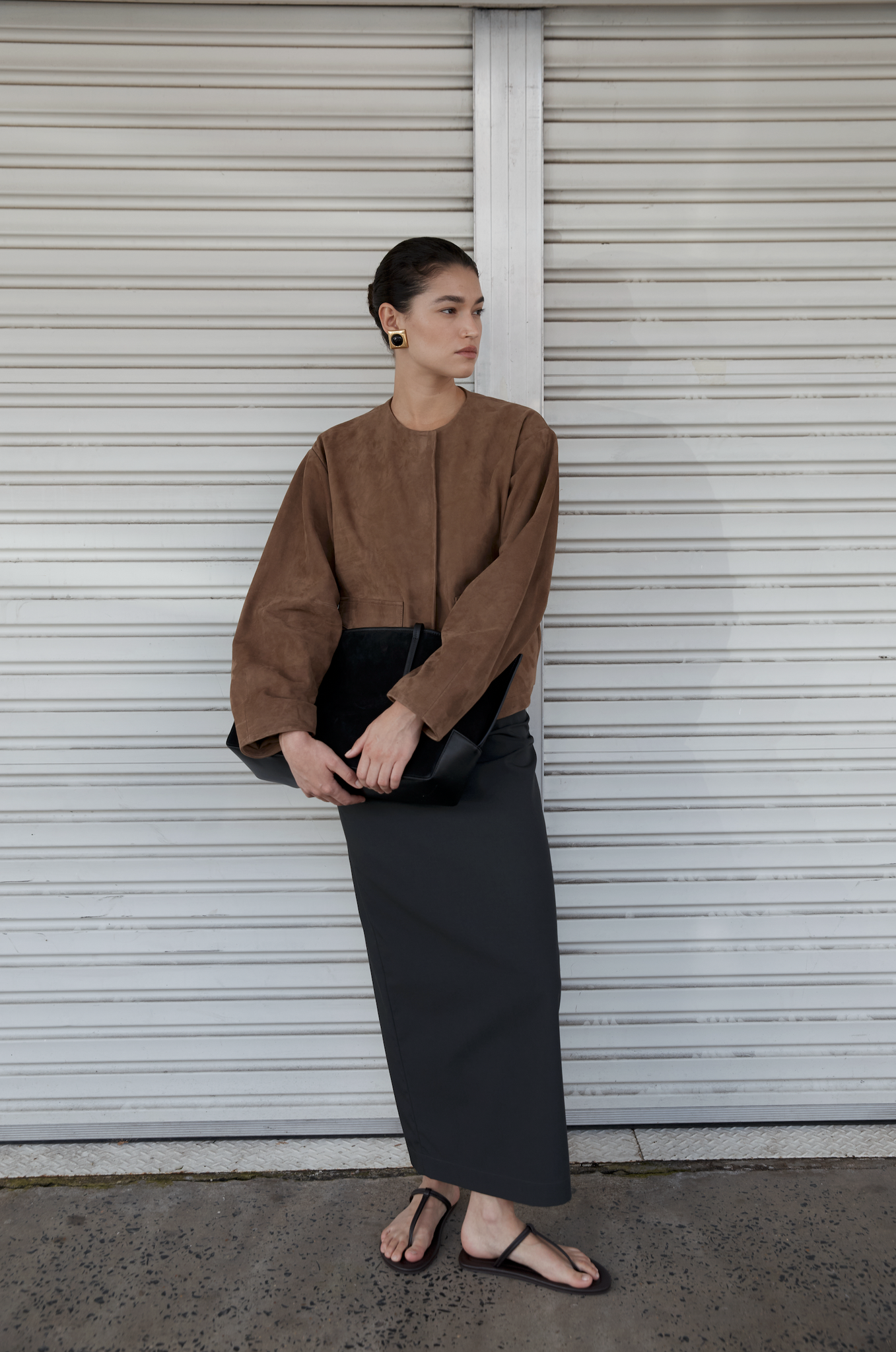Suede Utility Cocoon Bomber