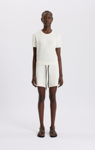 cotton linen slim s/s knit